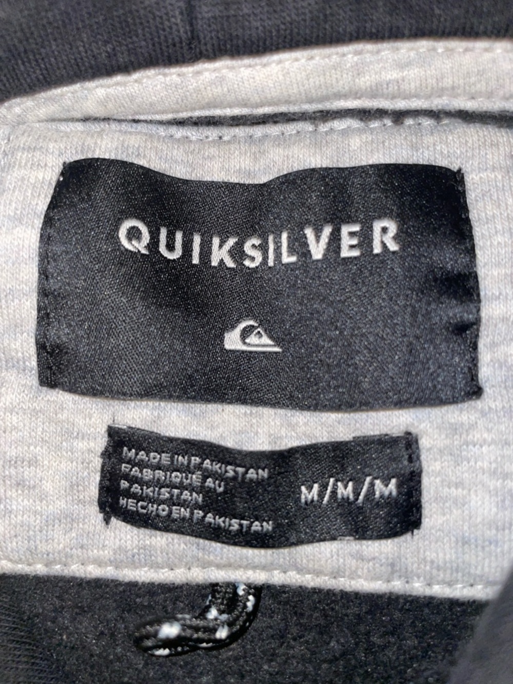 Quiksilver Black Pullover Hoodie with Blue Sleeve Logo - Picture 4 of 5